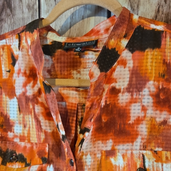 Elementz Orange, Black And Pink Sleeveless Two Pocket Blouse Size XL - Picture 4 of 5